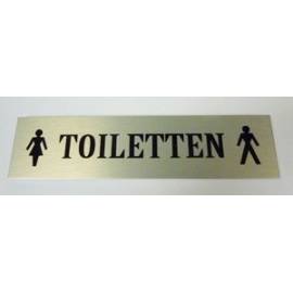 Pictogram tekstbordje toiletten Aluminium RVS look