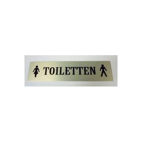 Pictogram tekstbordje toiletten Aluminium RVS look