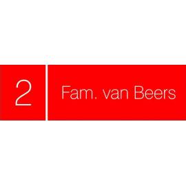 Kunststof naamplaatje brievenbus rood - wit