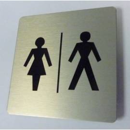 Pictogram Toilet dames / heren 15 x 15 cm Aluminium RVS look