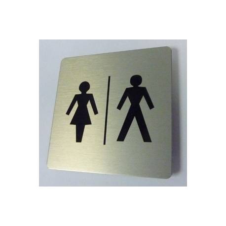 Pictogram Toilet dames / heren 15 x 15 cm Aluminium RVS look