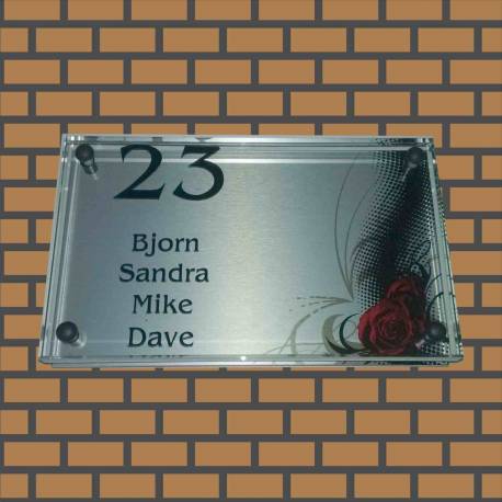 Glazen naambord met kleurrijke print