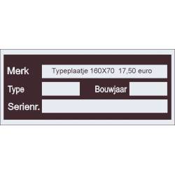 typeplaatje 160 X 70 mm