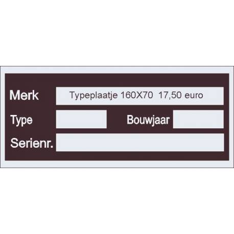 typeplaatje 160 X 70 mm